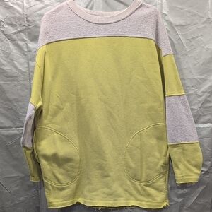 Free People Cream and Gray Textured Sweatshirt